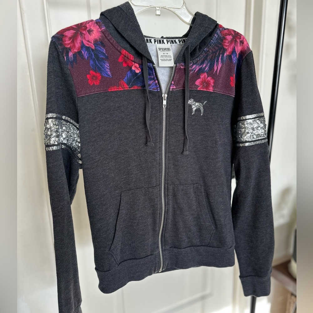 PINK by Victoria’s Secret Sequin Hoodie Zip Up Jacket Medium